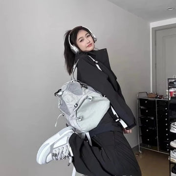 Qfdian Streetwear Vintage Fashion Backpacks Casual Trendy Y2k Aesthetic Students Schoolbags Japanese Women Grunge All Match Rucksacks